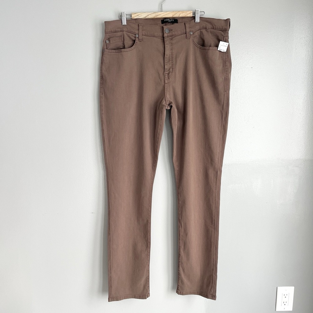 Fidelity Denim Men's Jeans Torino in Cognac Brown Stretch Size 40x34 NWT